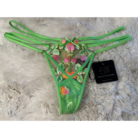Honey Birdette LOTTIE🌸💚 Neon Green & Pink Floral Thong Small - Picture 2 of 4